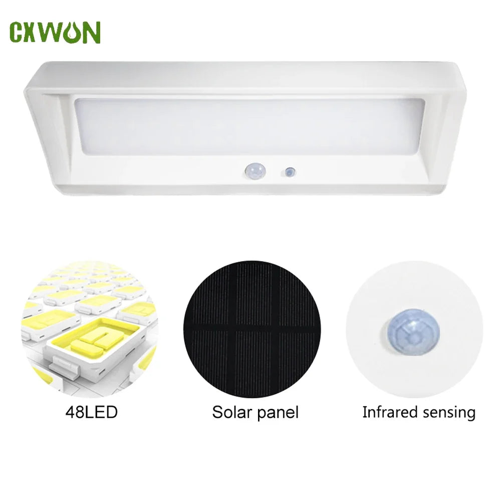 lampe solaire moderne blanc ip65 led rechargeable pIR sensor interrupteur adhésifextérieur