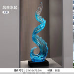 sculpture résine bleue vague moderne décoration intérieure entrée salon cadeau anniversaire nouvel an