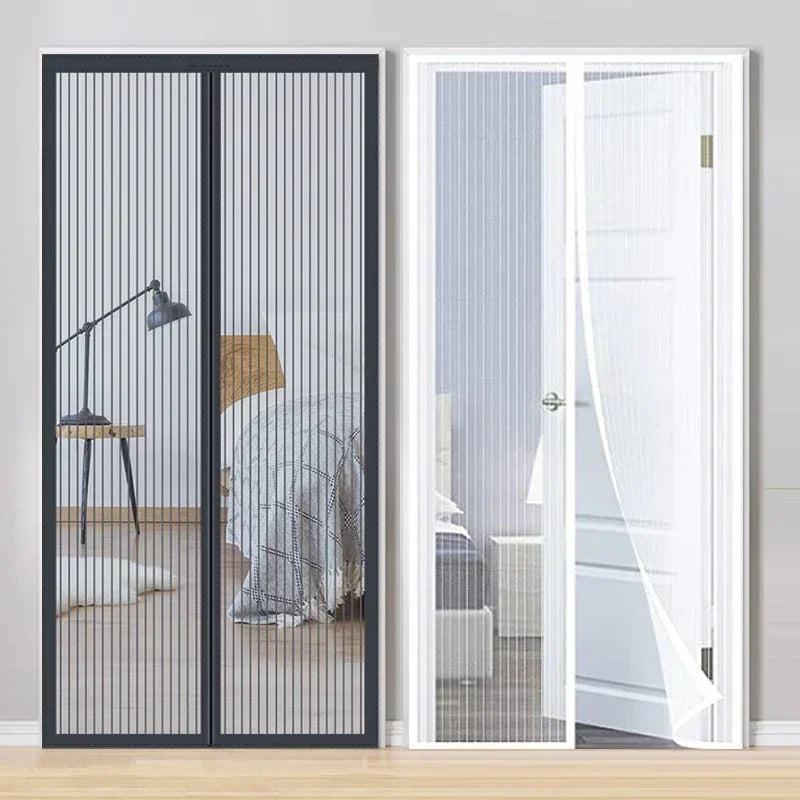 rideau porte moustiquaire noir maille fine clips moderne protection insectes elastique adhesif
