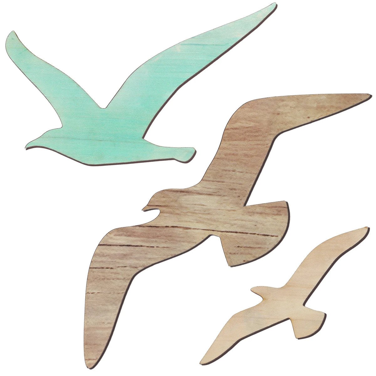 décoration murale oiseau vol bois naturel artisanal moderne chambre océanique vintage bleuclair