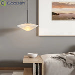 suspension lumineuse moderne minimaliste abat jour verre opaque lumière chaude diamètre 35cm câble chambre