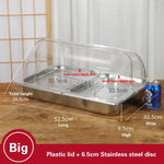 bac alimentaire acier inoxydable couvercle transparent poignée buffet cuisine moderne