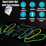 tapis squat fitness noir jaune bleu vert antidérapant durable lignes formes positions pieds