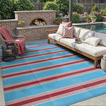 tapis moderne rayé extérieur résistant l'usure rose vert blanc bleu rouge
