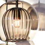suspension lumineuse moderne transparente rayures verticales ampoule incluse câble noir chambre cuisine