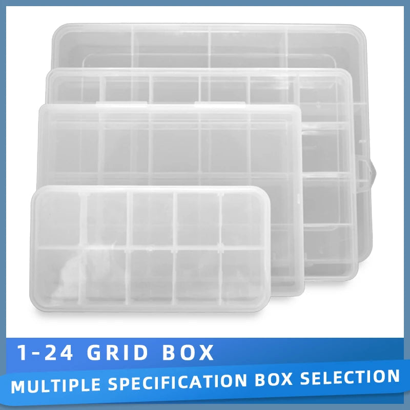 boîte rangement transparente plastique réutilisable moderne 10 12 15 24 cases poignée organisateur articles