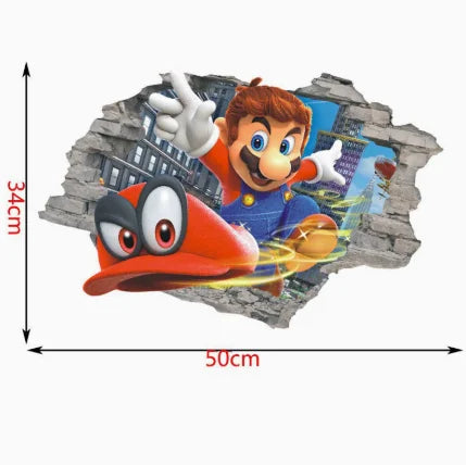 autocollant mural 3d super mario personnages dessin animé décoration chambre enfant poster pvc rouge