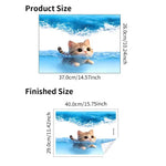 sticker decoratif chat nageur bleu blanc couvercle toilette adhésif amovible maison humoristique