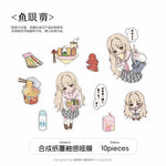 stickers kawaii dessins animés personnages desserts rose blanc gris noir opaques téléphone bagages moto