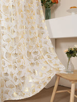 rideau semi transparent moderne feuilles dorées fond blanc salon chambre coucher