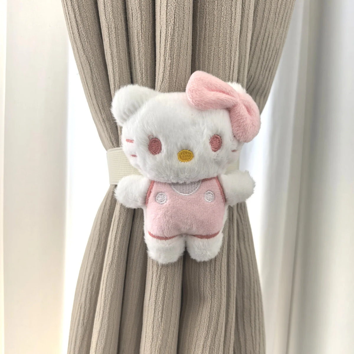 pinces rideau hello kitty kawaii blanc bleu rose peluche douce deux pièces
