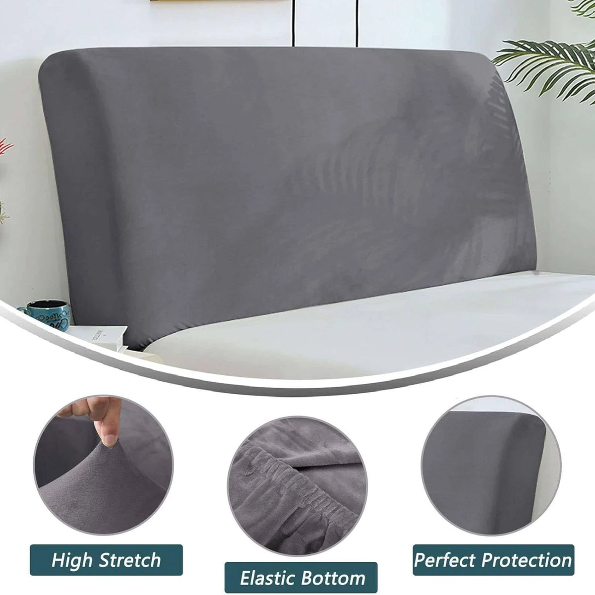 couvre tête lit velours beige moderne adhésif protection chambre maison 200cm