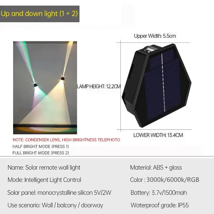 lampe murale solaire noire contemporaine panneau solaire intégré extérieur jardin ip54 led imperméable
