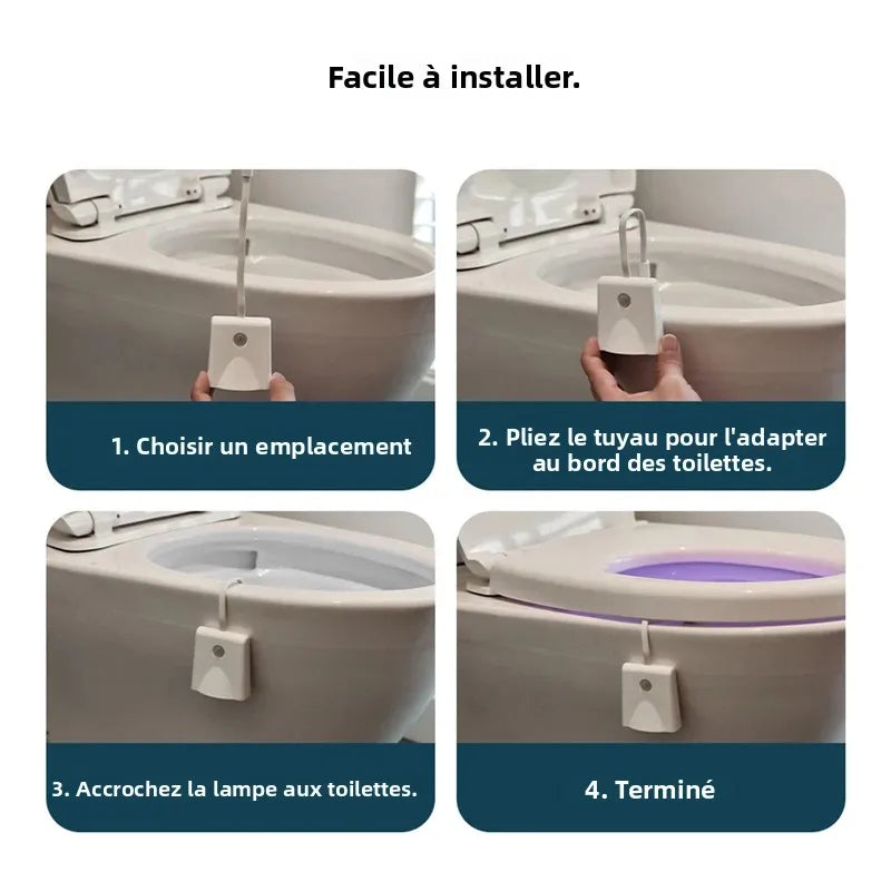 lampe toilette moderne capteur présence charge USB blanc fixations 16 couleurs étoiles