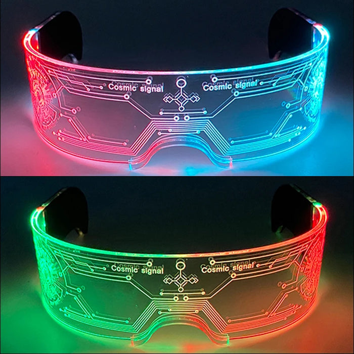 lunettes fête lumineuses masques néon futuristes motifs géométriques accessoires soirée anniversaire halloween
