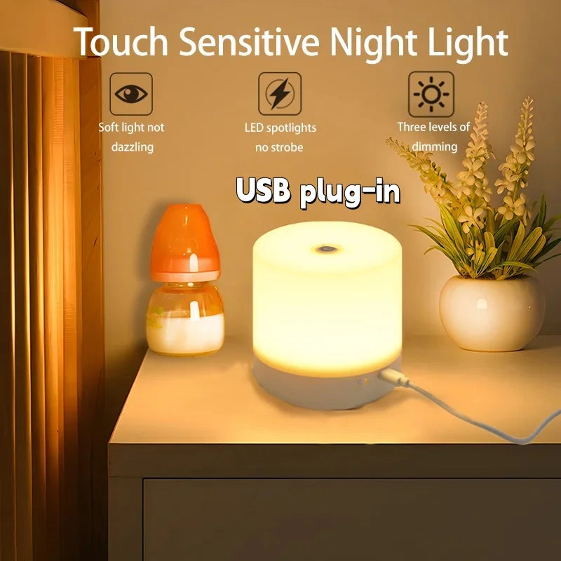 lampe chevet tactile usb blanc moderne ajustement sensoriel trois modes luminosité adjustable blanc naturel