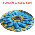 tapis fleur tournesol jaune vert moderne 60x60cm polyester antidérapant salon chambre