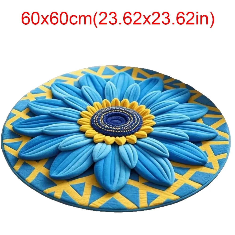 tapis fleur tournesol jaune vert moderne 60x60cm polyester antidérapant salon chambre