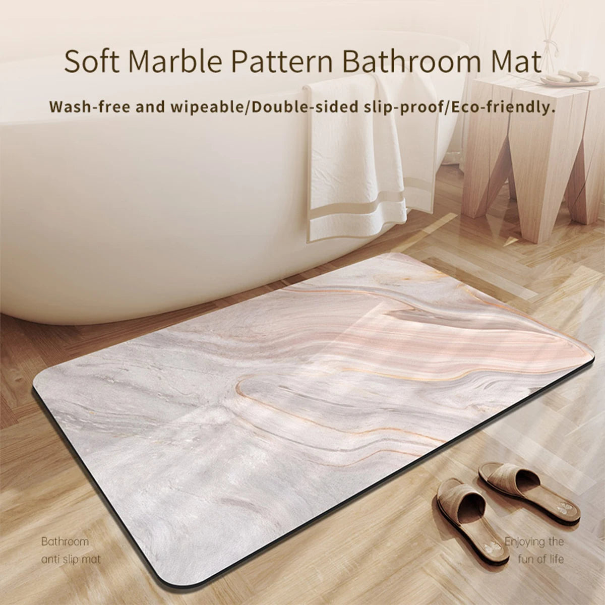 tapis bain terre diatomées absorbant motif marbre moderne salle bain séchage rapide