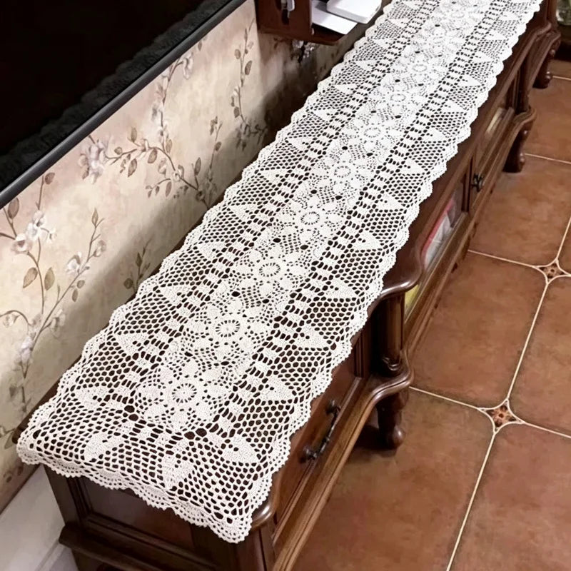 serviette table coton blanc motif floral traditionnel shabby chic vintage noël mariage fête