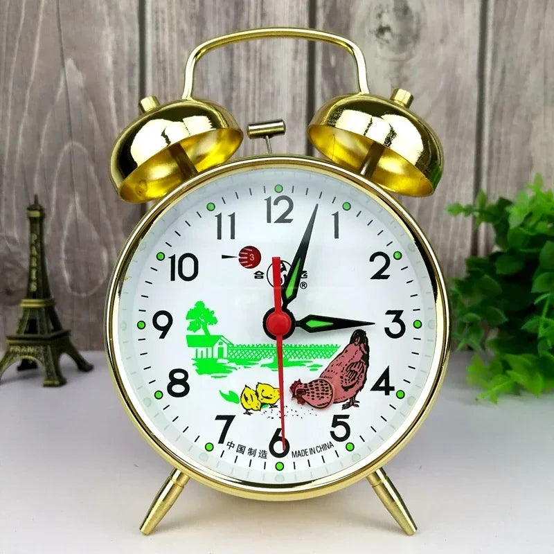 horloge réveil antique or blanc vintage faces uniques illustrations pastorales chambre coucher