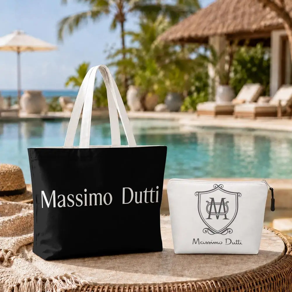 sac main toile blanche pochette logo poignées détachables fermeture éclair
