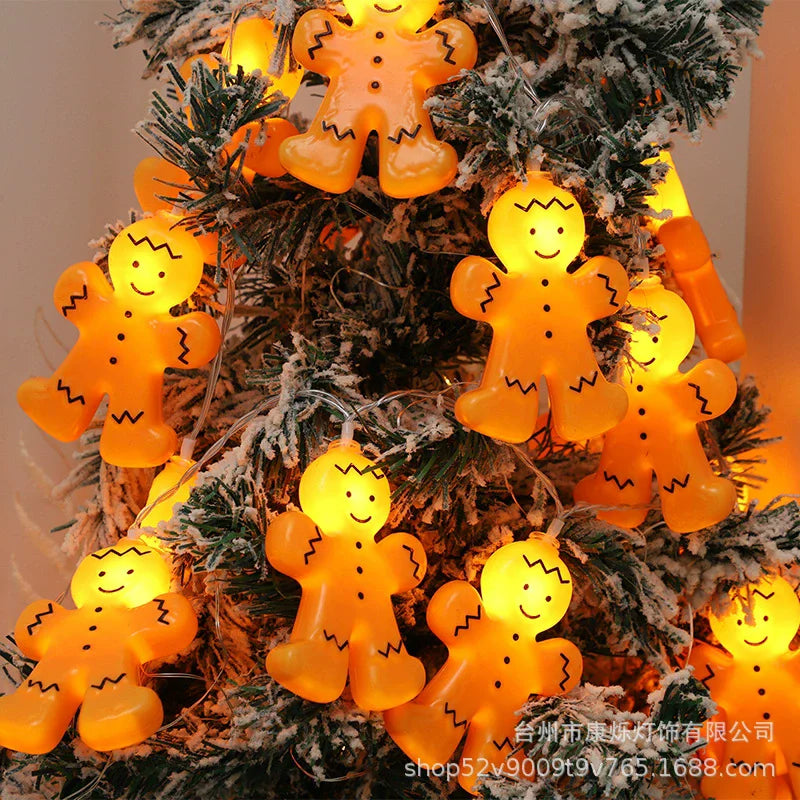 guirlande lumineuse noël père noël souriant orange noeuds papillons led festif