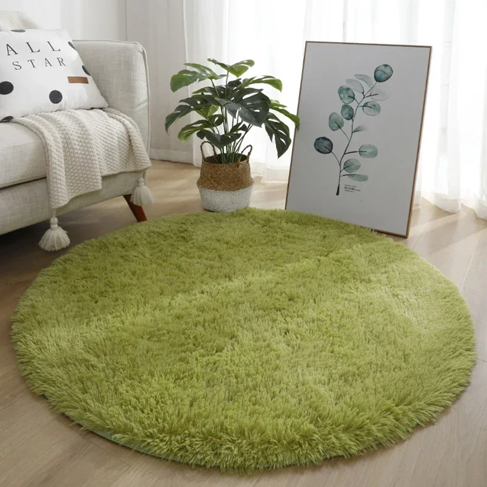 tapis rond uni moderne doux polyester 40cm rose clair vert violet marron bleuclair beige