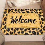 tapis d'entrée léopard doré bienvenue moderne salon noir beige antidérapant