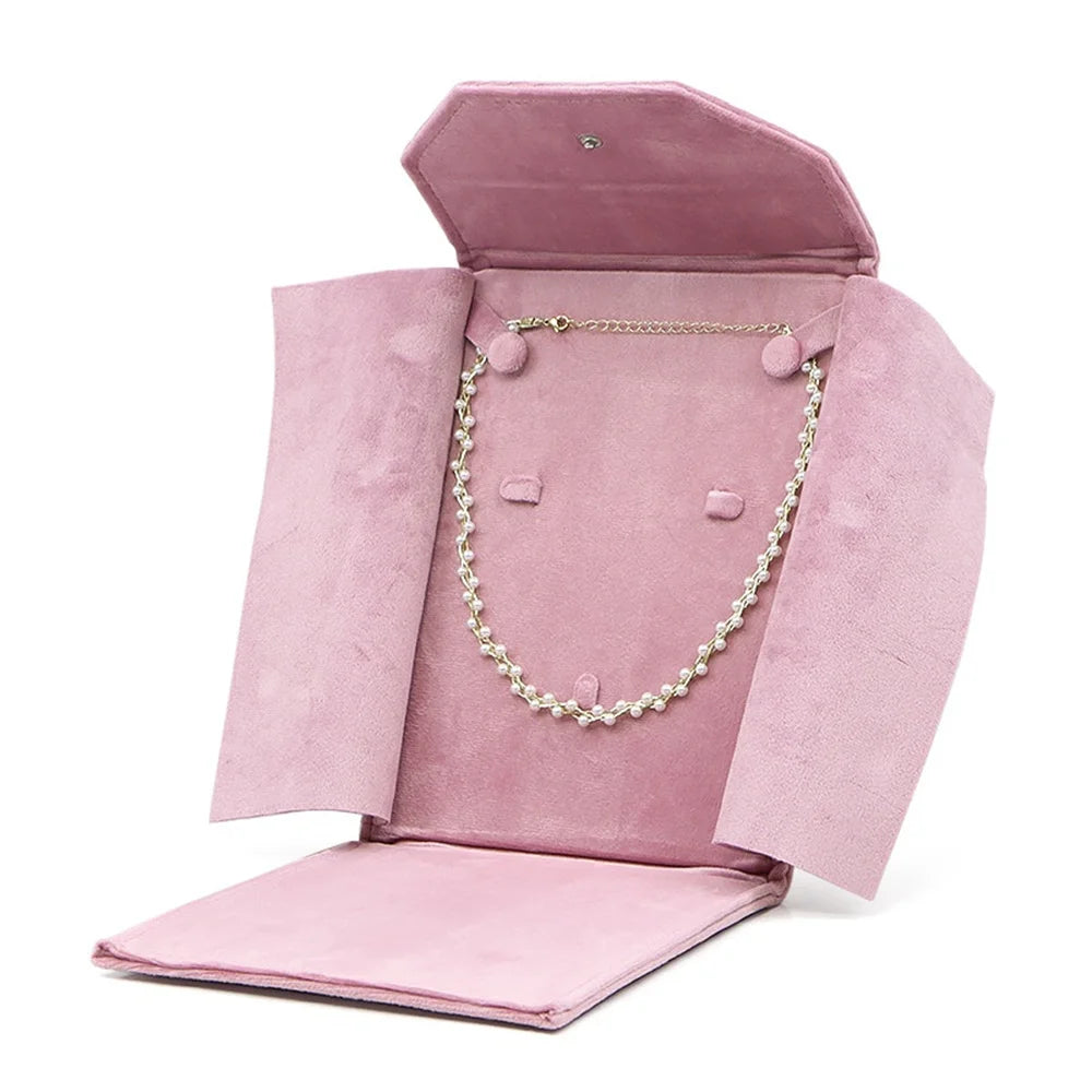 porte bijoux velours vert bleu gris rose rouge classique collier portable sac rangement