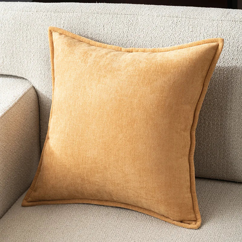 taies d'oreillers carrées velours moderne marron beige orange opaques non toxiques 100% polyester