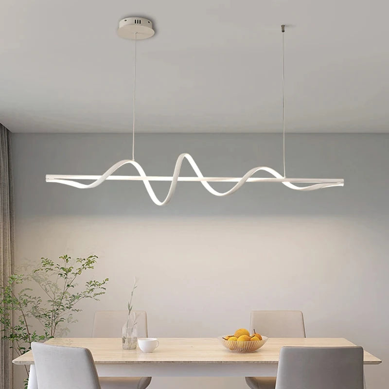 suspension lumineuse moderne or blanc noir ondulée contemporaine fixée luminaire salle manger