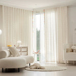 rideau polyester brodé pompons colorés moderne décoration intérieure fond blanc points colorés résistant l'eau