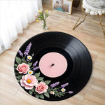 tapis rond moderne vinyle géométrique noir blanc rose bleu multicolore salon chambre couloir