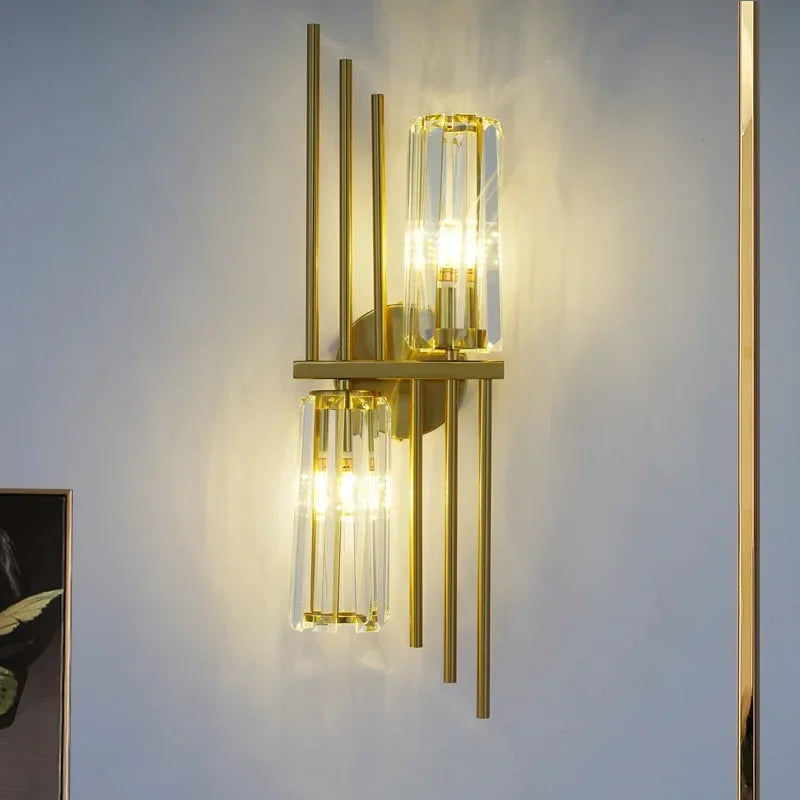 applique murale luxe cristal cuivre moderne éclairage ambiance salon chambre décoration murale dorée