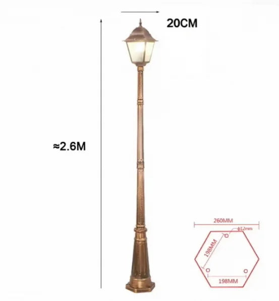 lampe rue or noir classique vintage éclairage public ip65 led e27 aluminium retrogarde