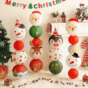 décoration noël lanterne papier père noël rouge vert suspendue festive or marron
