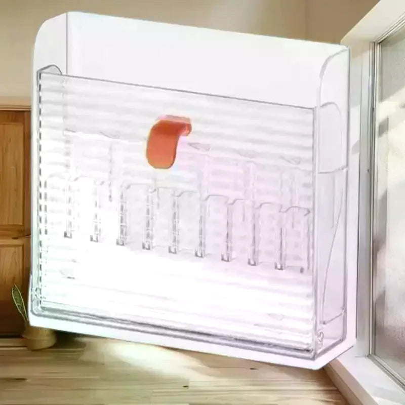 rangement transparent pinceaux maquillage boîte organisation compartiments minimaliste étanche coiffeuse salle bain accessoire beauté