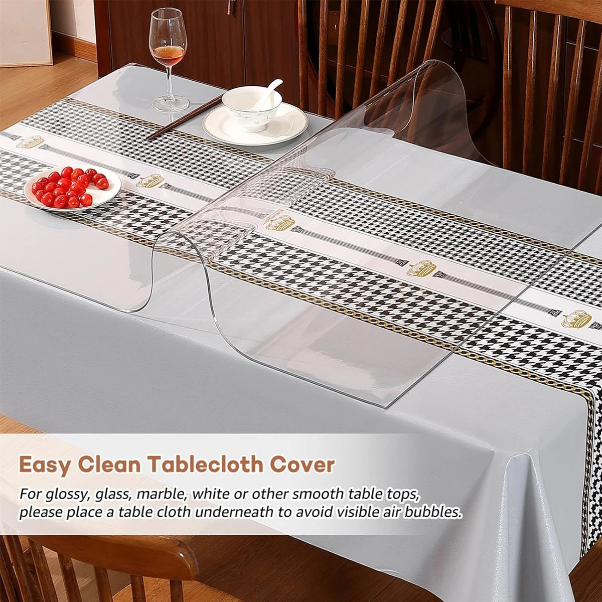 protège table transparent pvc imperméable nappe plastique solide lavable maison mariage extérieur