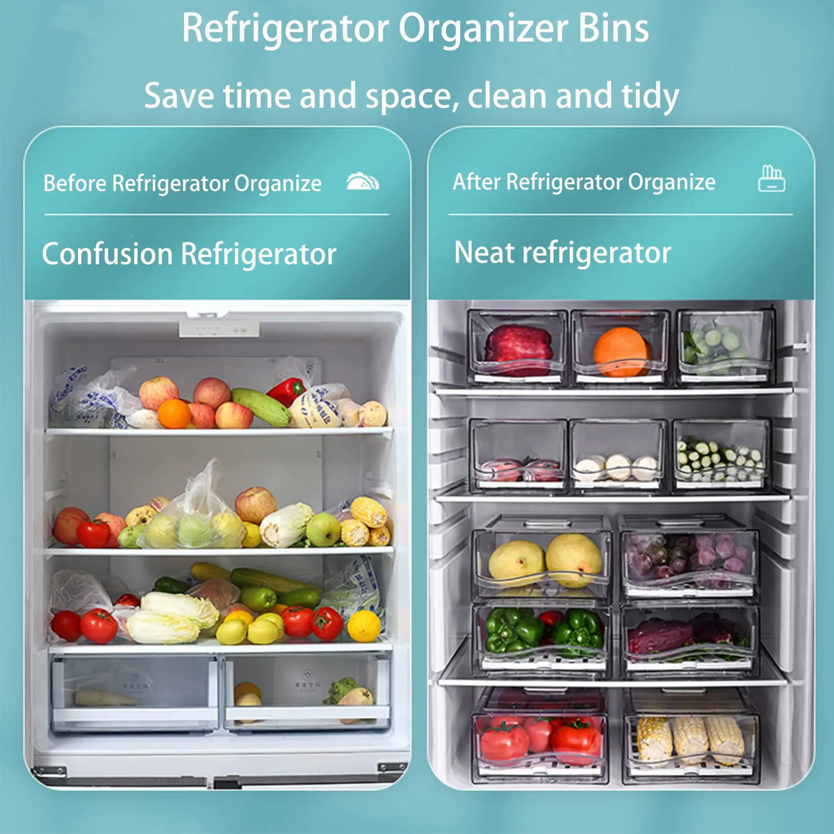 organisateur réfrigérateur boîtes rangement transparentes conteneurs stockage alimentaire plateau drainage moderne cuisine
