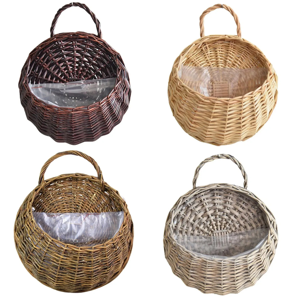 paniers suspendus tressage naturel marron clair marron foncé rustique opacité petits objets réutilisables