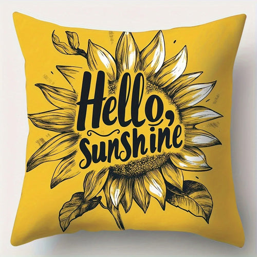 housse coussin polyester motif tournesol sunshine love abeilles voiture ancienne jaune vintage décoratif opaque