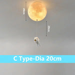 suspension lumineuse moderne astronautes lune blanc doré acrylique métal toucher interrupteur led 18cm 20cm