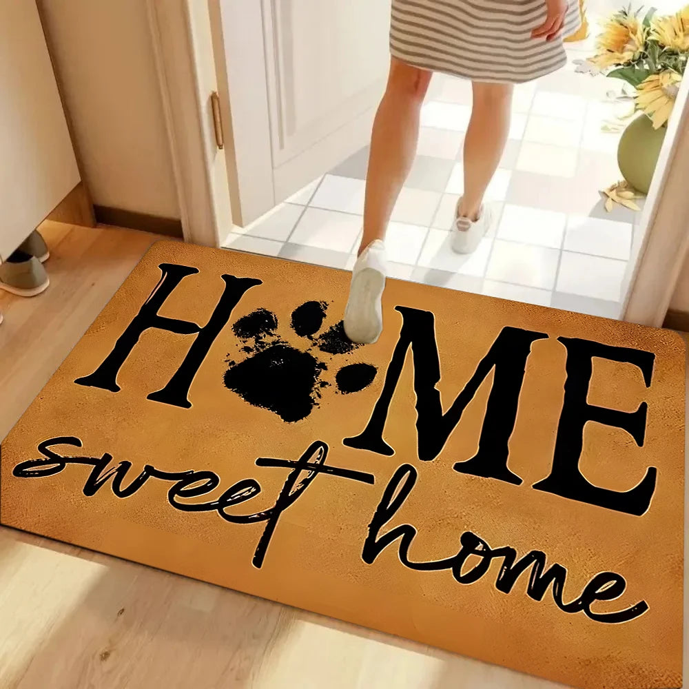 tapis d'entrée moderne or noir blanc sweet empreintes pattes love cœur résistant extérieur adultes