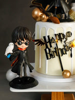 décoration anniversaire enfant figurines stylysées happy birthday transparentes chapeaux lunettes cartoony