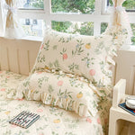 taies d'oreiller coton fleur vintage rose bleu beige romantique 48x74cm