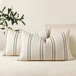 coussins décoratifs bohémiens rayures verticales crème noir tissu minimaliste fermeture éclair salon chambre
