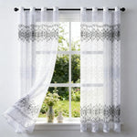 rideau blanc noir broderie florale transparent classique maison salon chambre decoration
