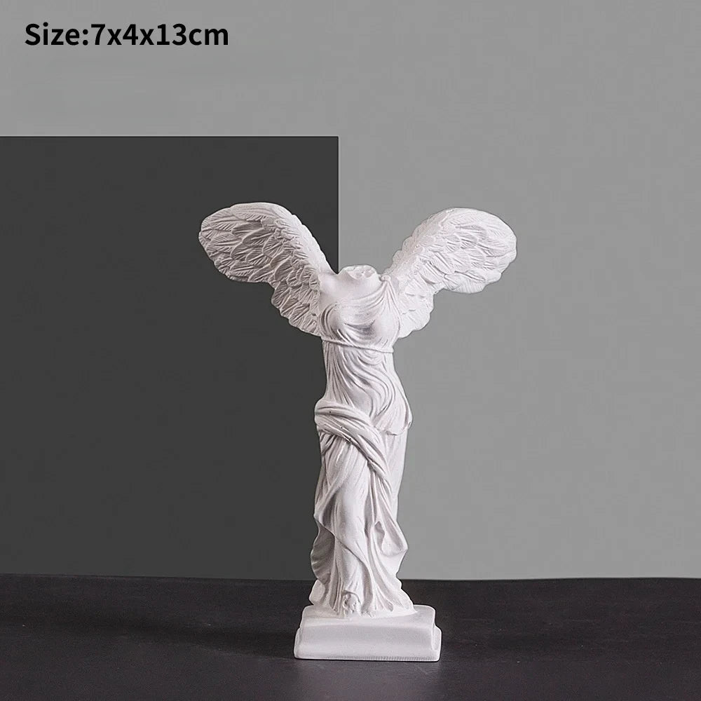 statue déesse victoire ange decoration art maison sculpture résine blanc gris classique antique minimaliste