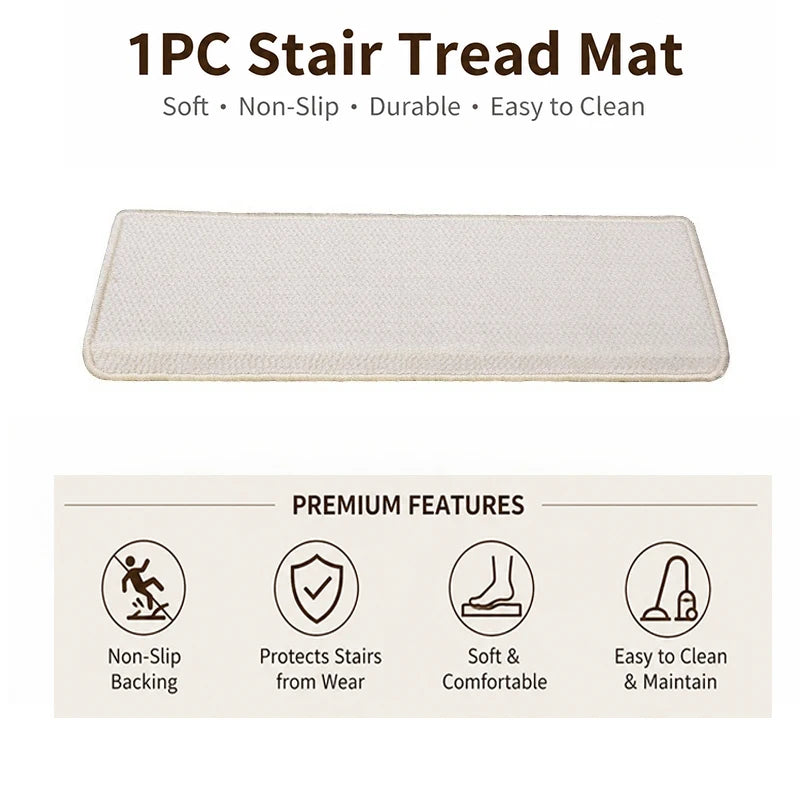 tapis d'escalier moderne antidérapant 15 pièces adhésif beige clair texture tissée polyester